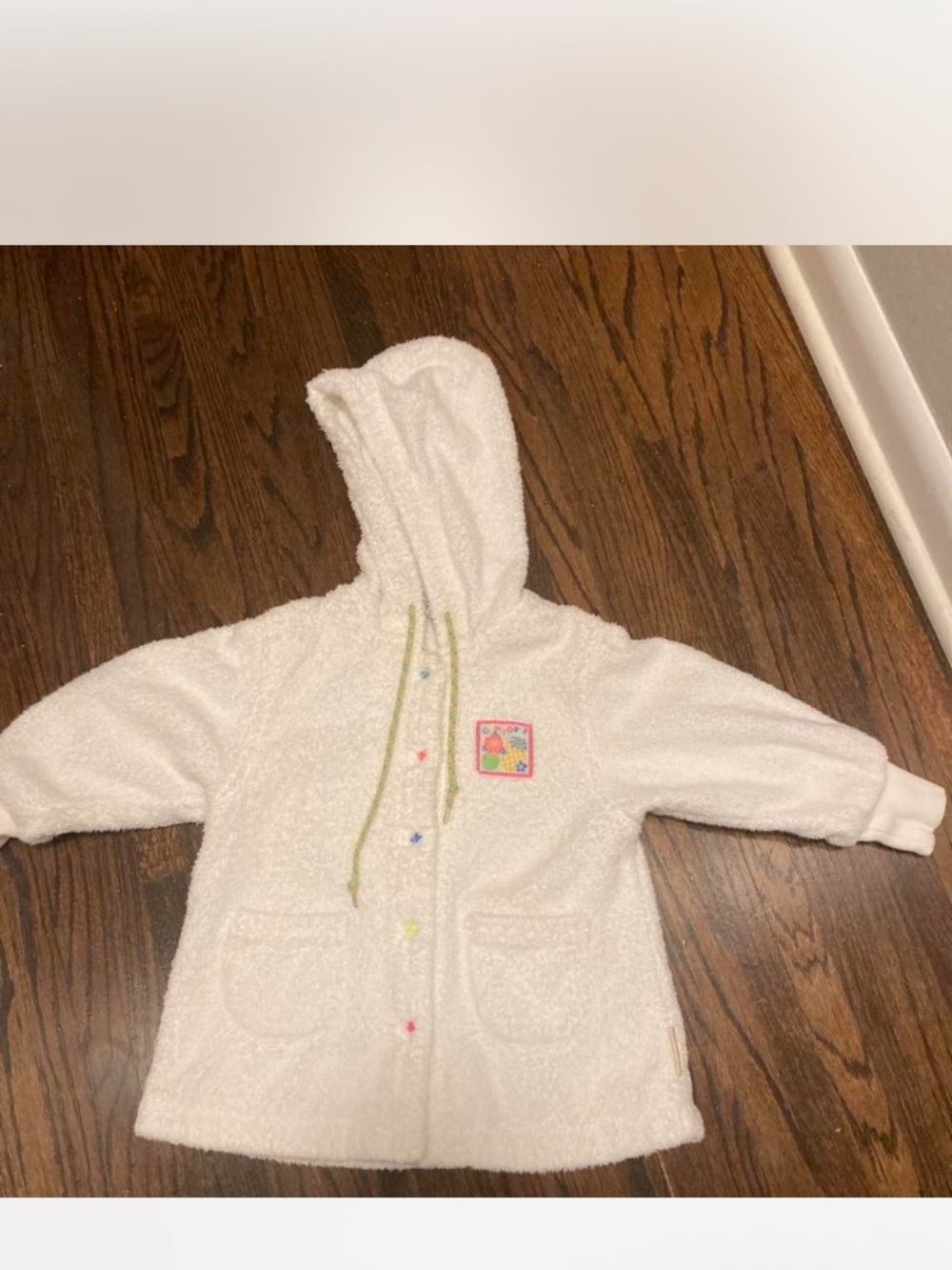 Cozy White Hooded Kids Pajama Jacket Gymboree swim coverup 90s